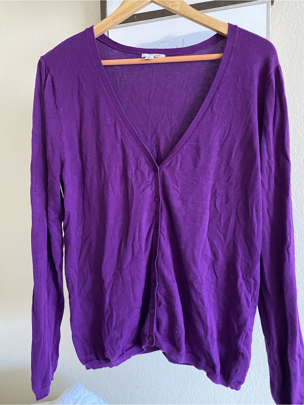 Halogen Purple V-Neck Button Cardigan